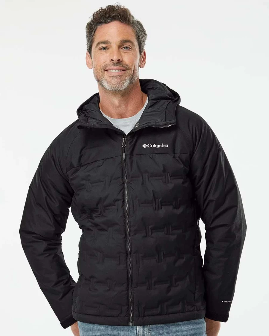 Columbia Men's Grand Trek Hooded Down Jacket - Black Winter Coat for Outdoor Activities