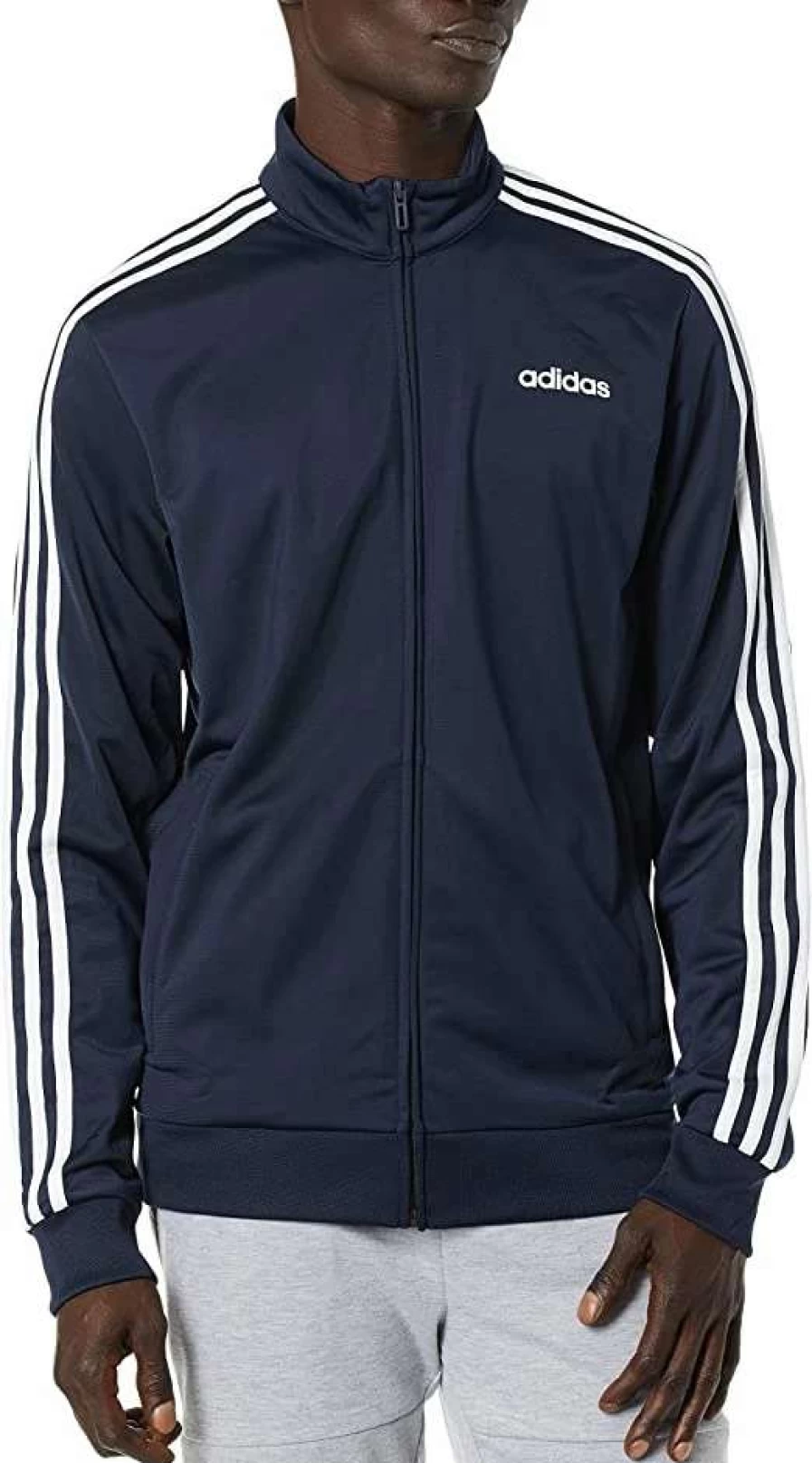 Adidas Men's Essential 3-Stripes Tricot Track Jacket - Classic Athletic Sweatshirt