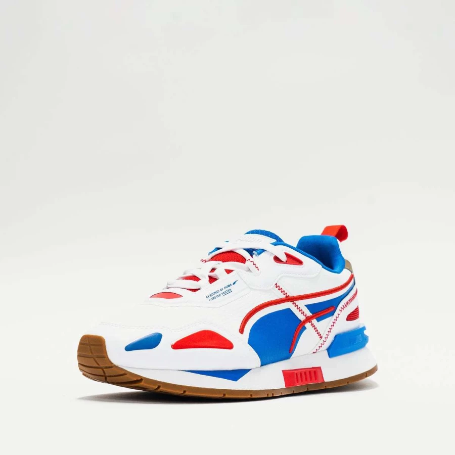 Puma Mirage Tech Running Shoes - White, Blue, High Risk Red Colorway