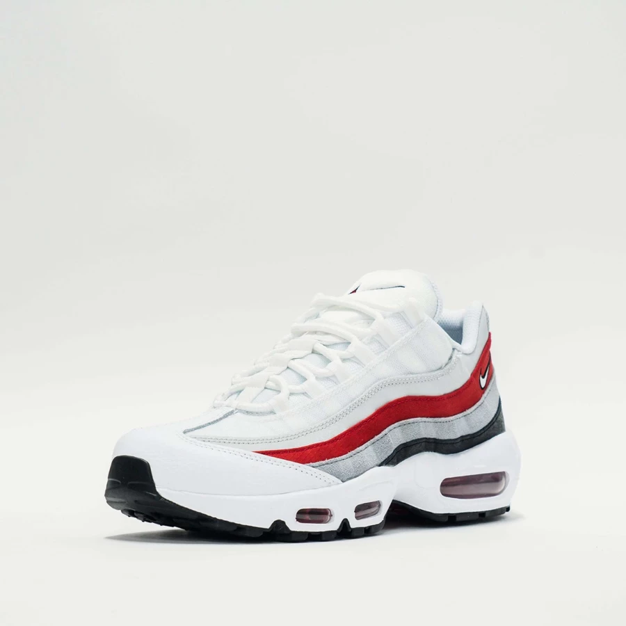 Nike Air Max 95 Sneakers in White, Varsity Red, and Particle Grey Colorway