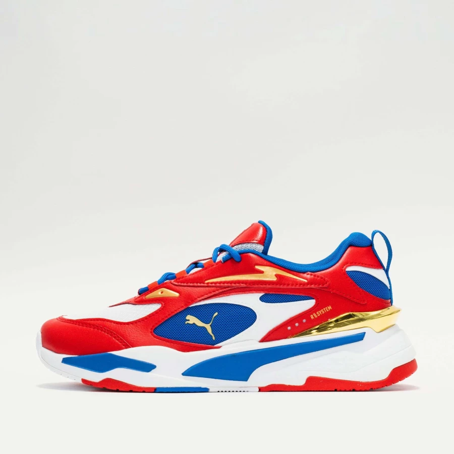 Puma RS Fast RWB Sneakers in White/Red-Strong Blue - Men's Running Shoes
