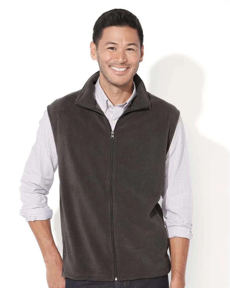 Unisex Onyx Black Microfleece Full-Zip Vest - Lightweight Warm Fleece Jacket