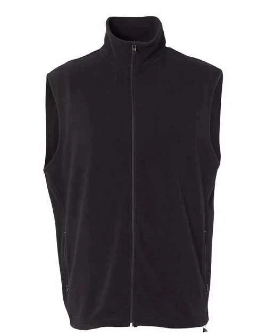 Unisex Onyx Black Microfleece Full-Zip Vest - Lightweight Warm Fleece Jacket