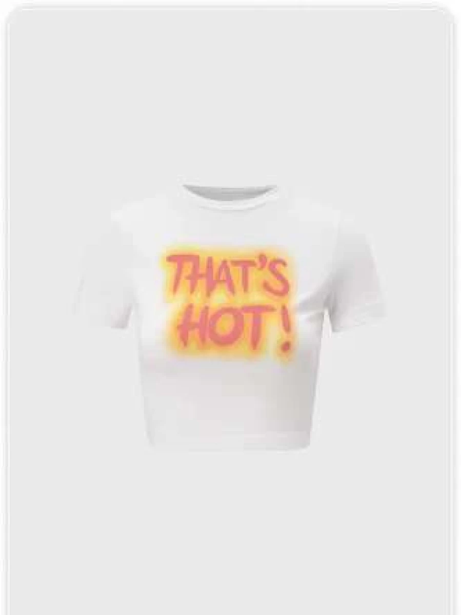 Y2K Orange Letter Graphic T-Shirt - Vintage Inspired Top