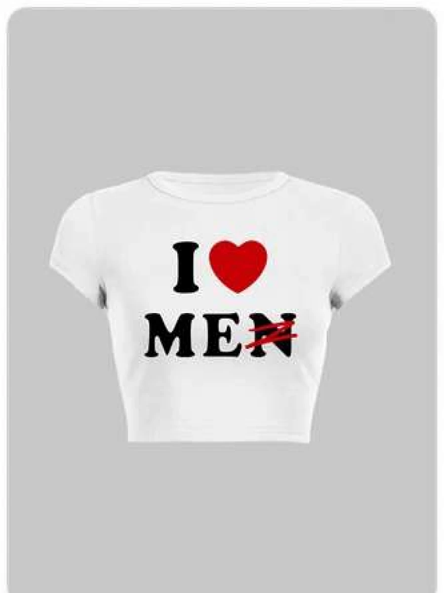 Y2K Retro Vintage Letter Graphic Crew Neck T-Shirt Casual Cotton Tee