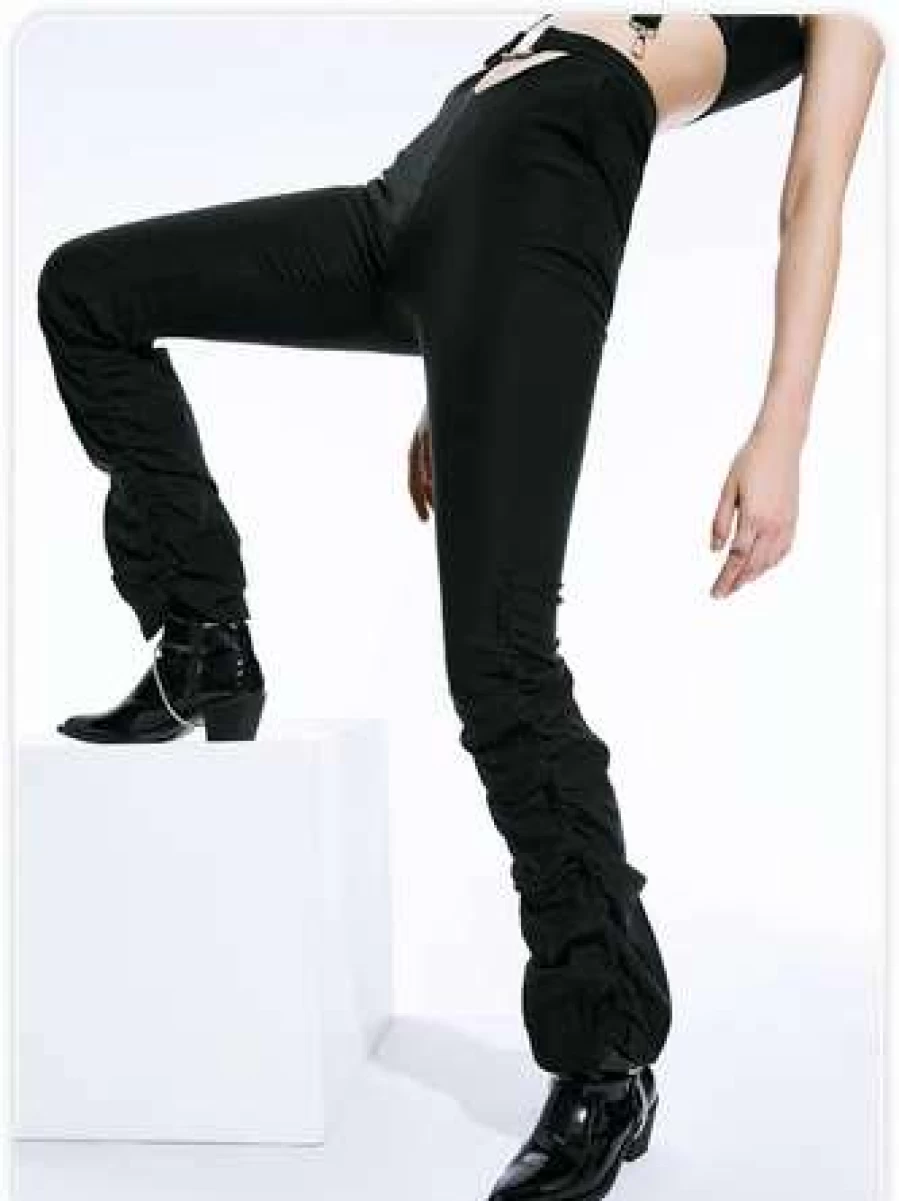 Kollyy Punk Black Bottom Pants for Men and Women - Edgy Streetwear Style