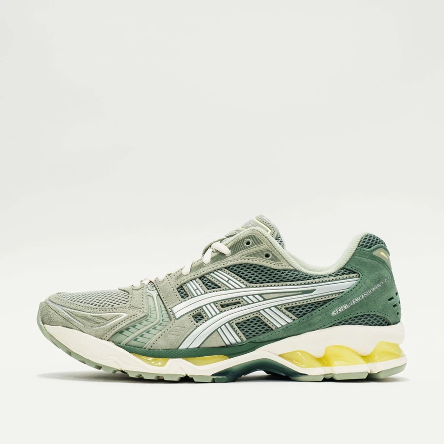ASICS Gel-Kayano 14 Running Shoes for Men - Olive Grey/Pure Silver - Stability & Cushioning
