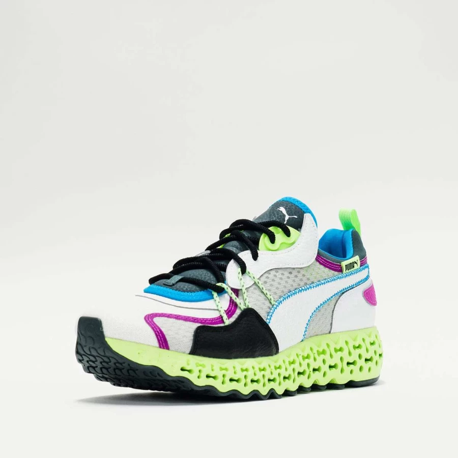 Puma Calibrate Restored Sneakers in White & Ocean Dive Colorway