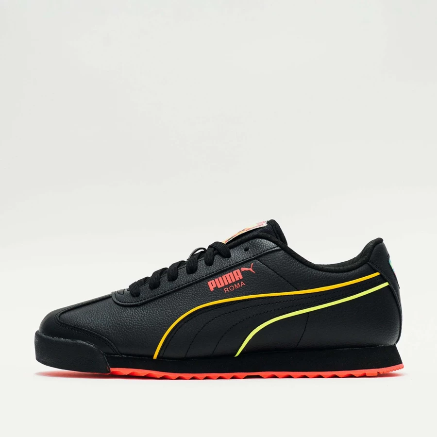 Puma Roma Lava Sneakers in Black/Fiery Coral - Men's/Women's Casual Shoes