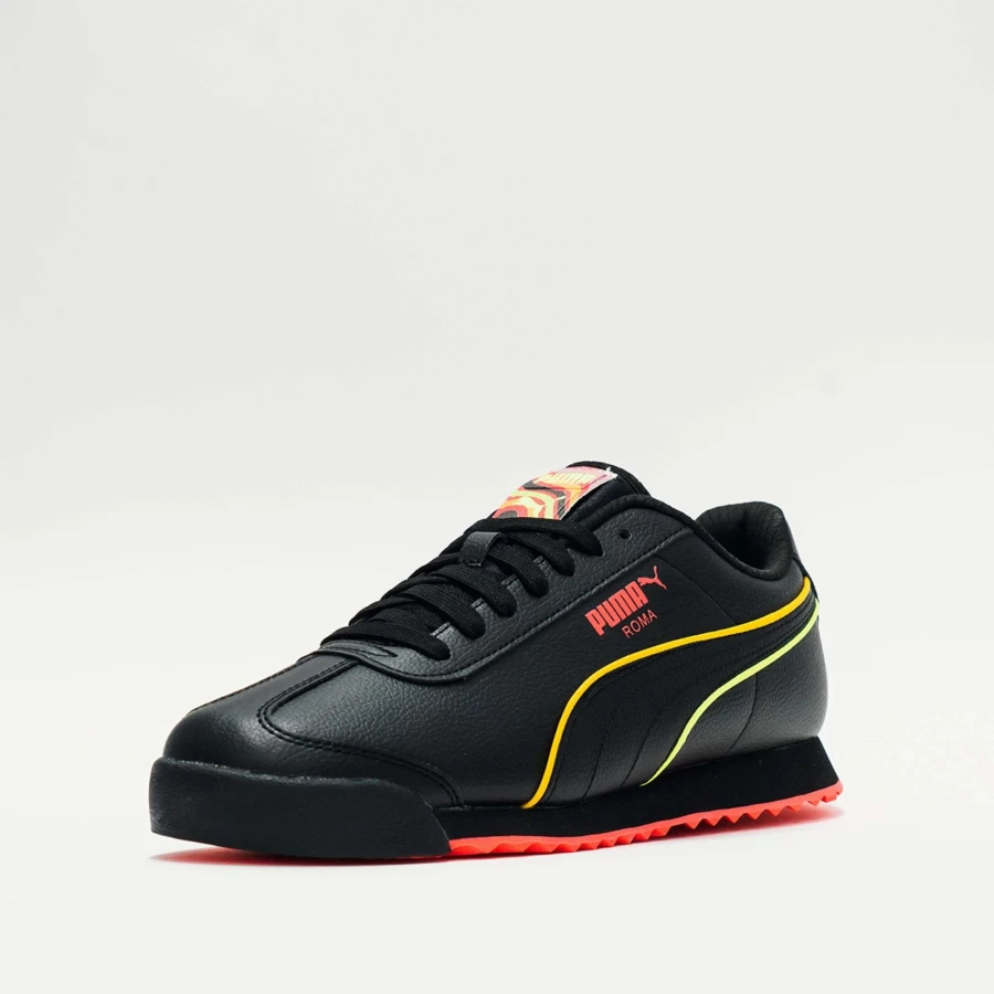 Puma Roma Lava Sneakers in Black/Fiery Coral - Men's/Women's Casual Shoes