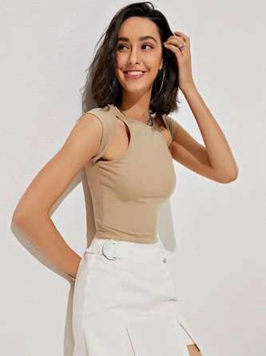"Kollyy Khaki Casual T-Shirt for Women - Comfortable Stylish Top"