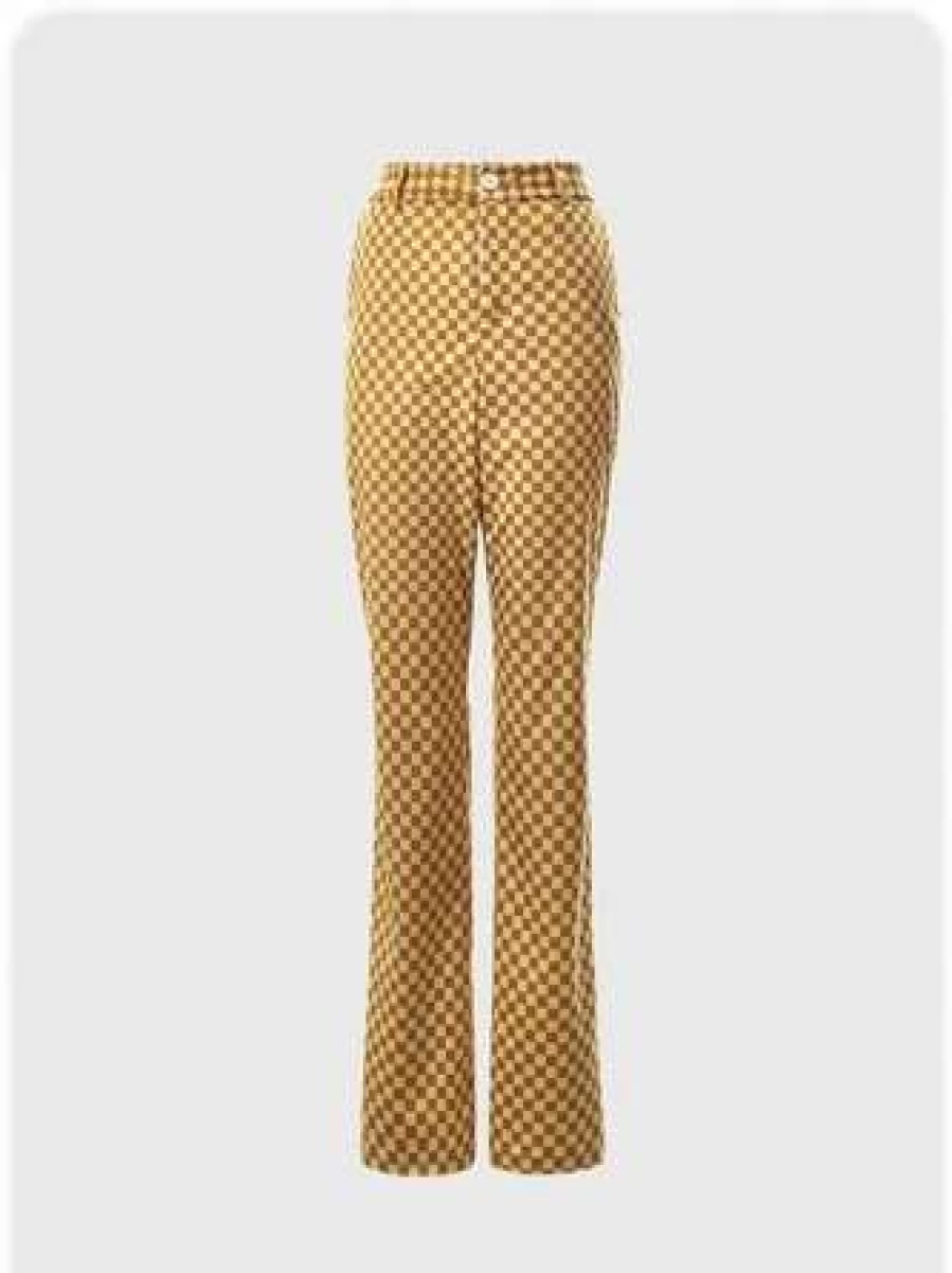 "Kollyy Vintage Mustard High-Waisted Wide Leg Pants"
