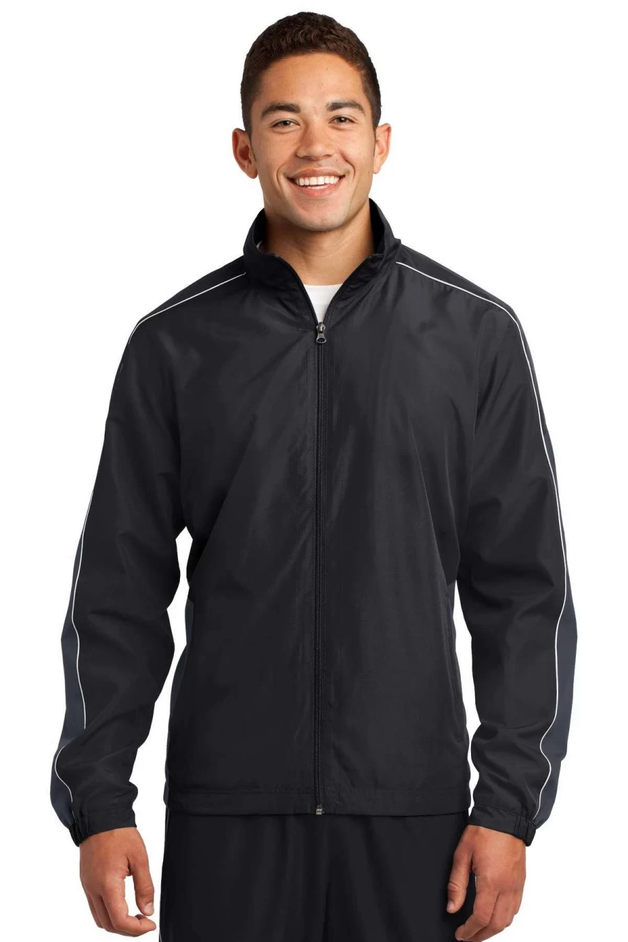 Men's Colorblock Windbreaker Jacket - Lightweight Athletic Running Shell with Piped Design