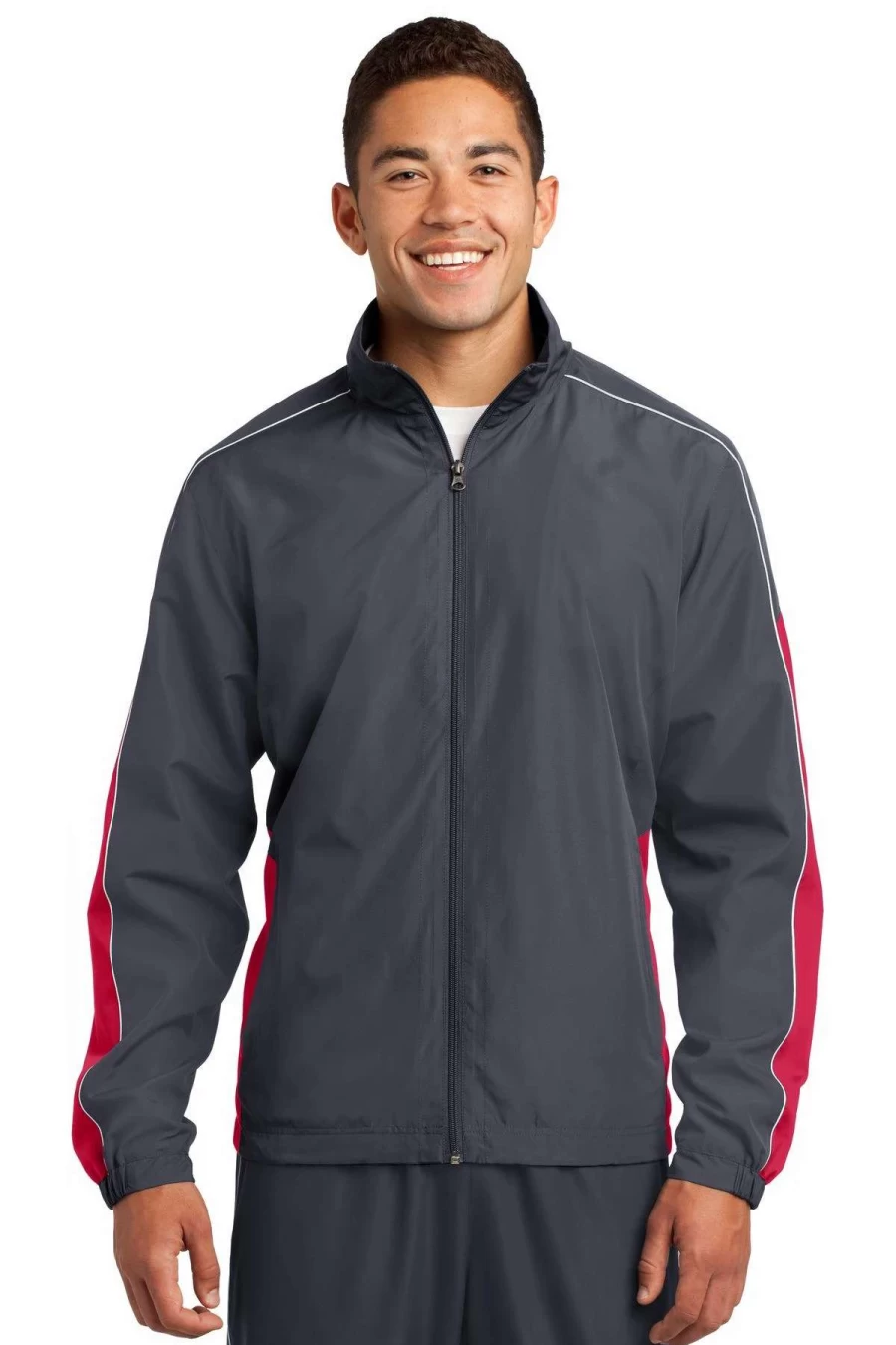 Men's Colorblock Windbreaker Jacket - Lightweight Athletic Running Shell with Piped Design