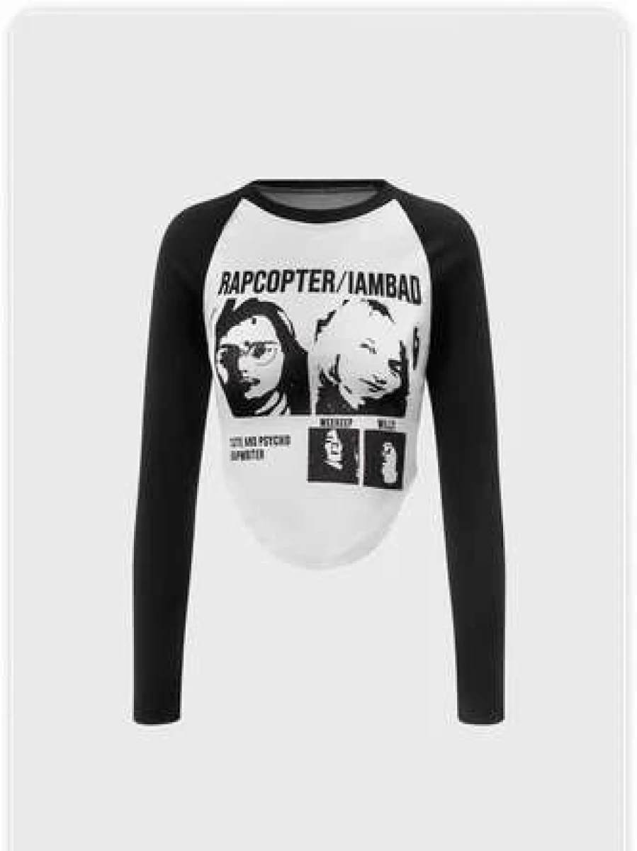 "White Color Block Street Style Raglan Sleeve T-Shirt | Kollyy Casual Top"