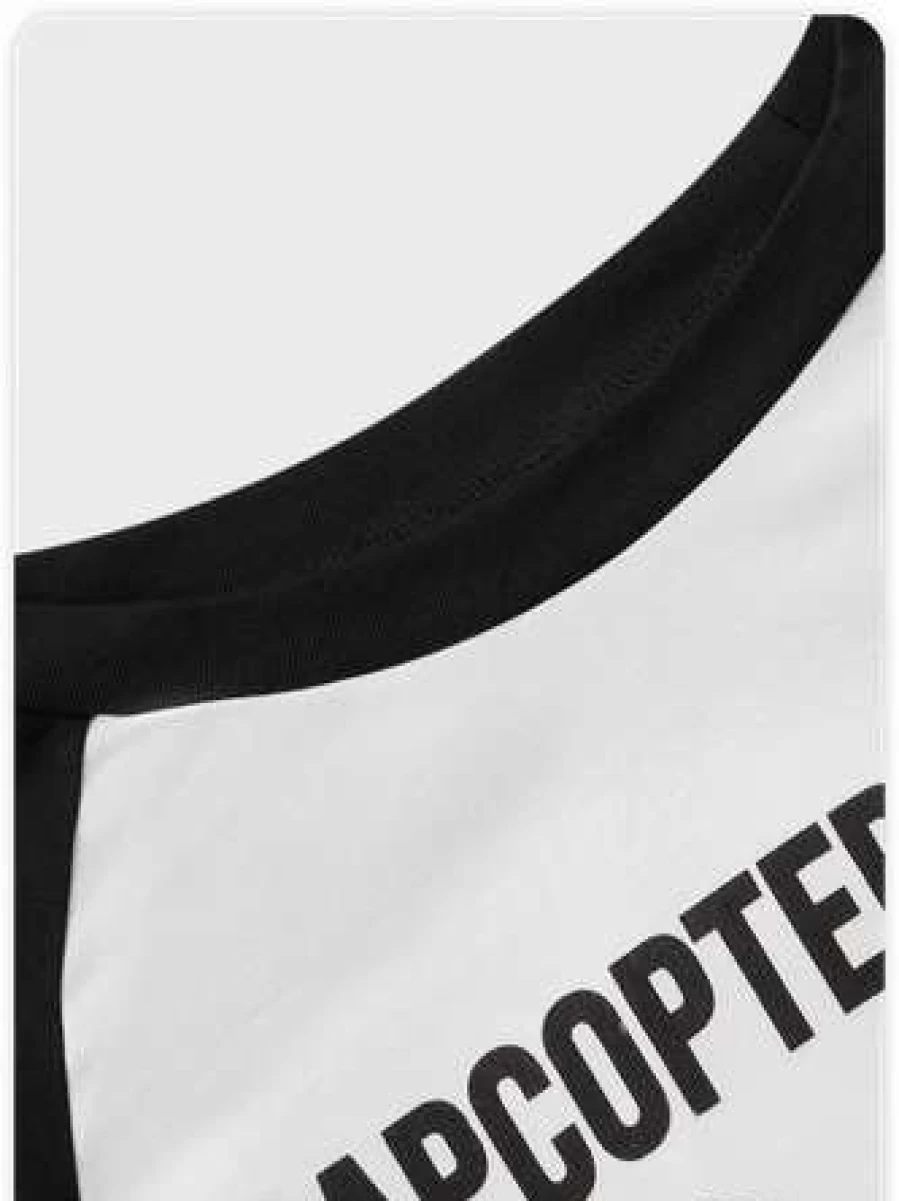 "White Color Block Street Style Raglan Sleeve T-Shirt | Kollyy Casual Top"