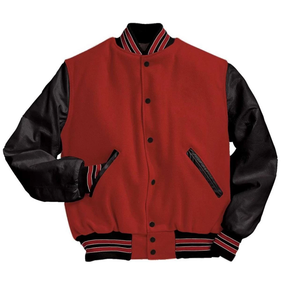 Men's Vintage Varsity Jacket - Holloway Style Baseball Bomber with Striped Trim