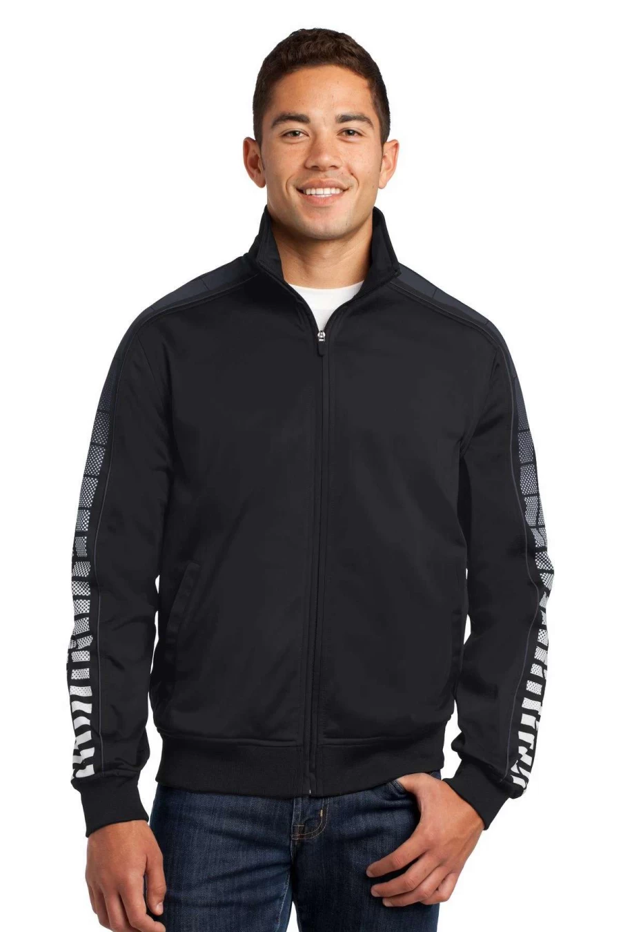 Men's Performance Dot Sublimation Tricot Track Jacket - Moisture-Wicking Running & Training Sportswear