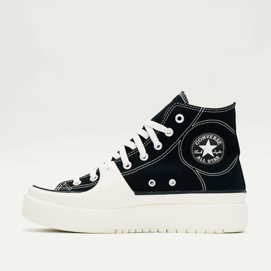 Converse Chuck Taylor All Star Construct Sneakers in Black & Vintage White - Classic High Top Canvas Shoes