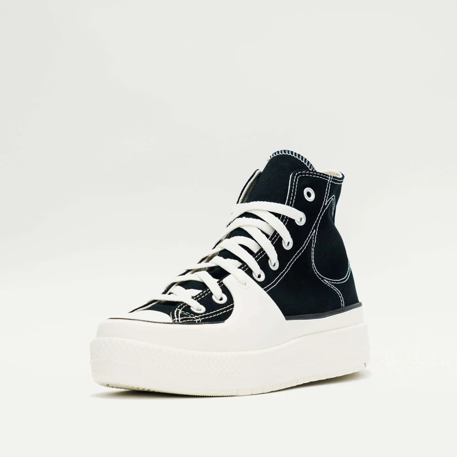 Converse Chuck Taylor All Star Construct Sneakers in Black & Vintage White - Classic High Top Canvas Shoes