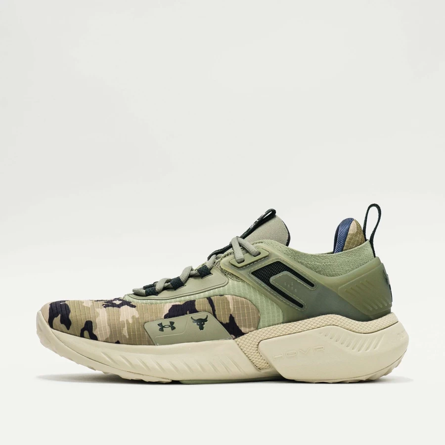 Under Armour Project Rock 5 Training Shoes - Green Camo Colorway | Durable Workout & Gym Footwear