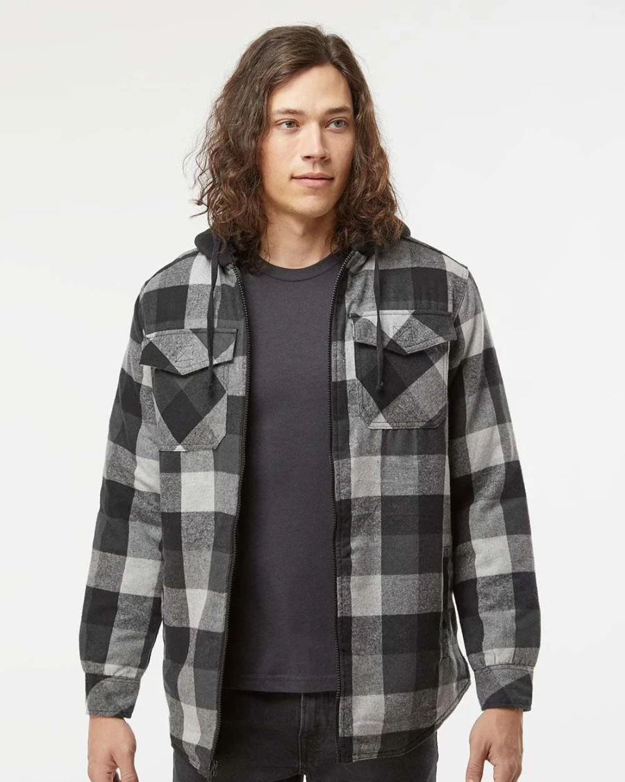 Men's Quilted Flannel Hooded Jacket - Warm Winter Coat with Insulated Lining for Outdoor Activities
