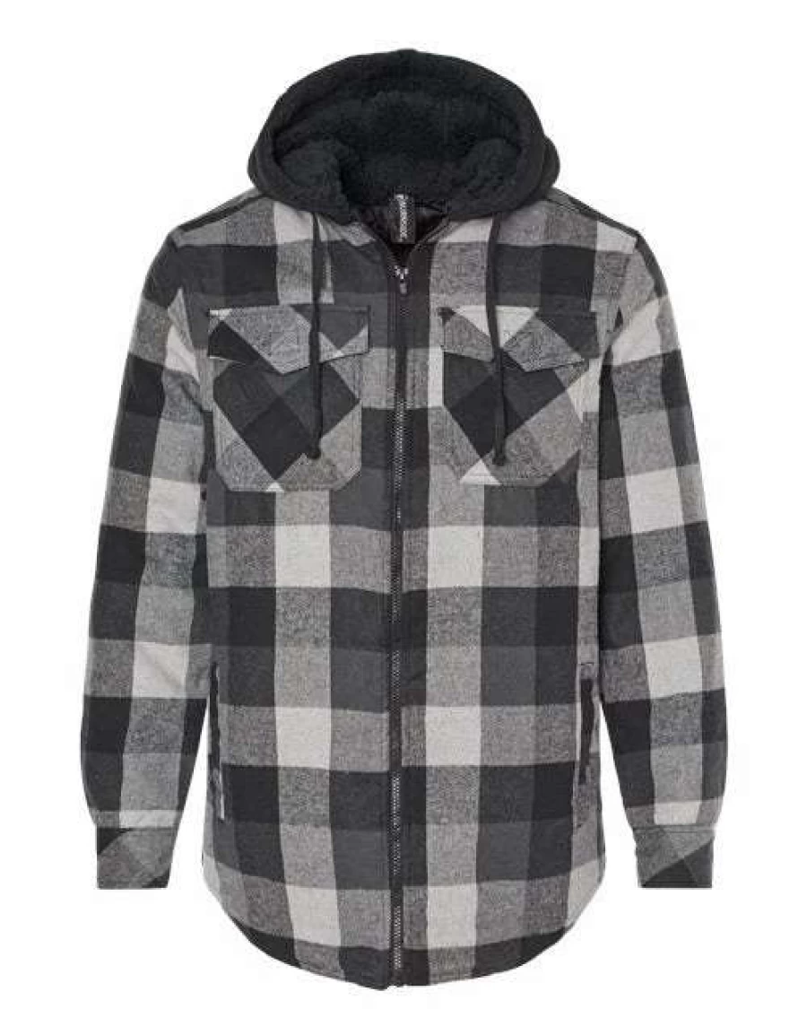 Men's Quilted Flannel Hooded Jacket - Warm Winter Coat with Insulated Lining for Outdoor Activities