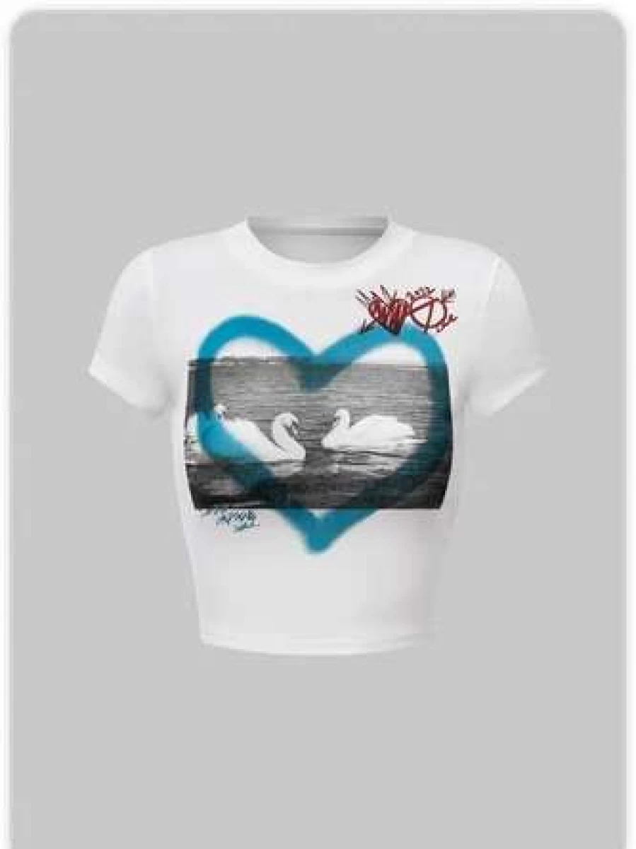 "Kollyy Street White Top T-Shirt for Women - Casual Comfort Fit Tee"