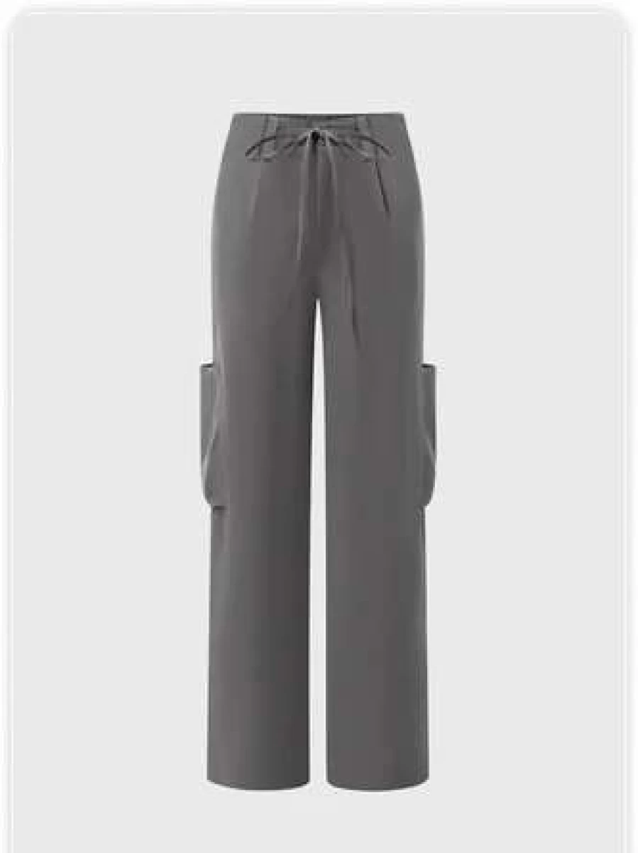 Kollyy Street Gray Lace-Up Pants with Pockets