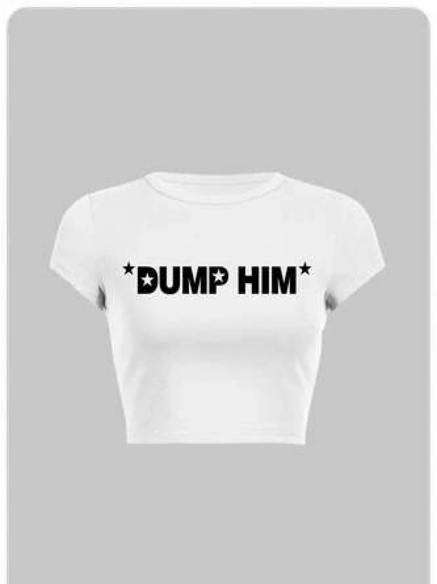 Y2K Retro Letter Graphic Crew Neck T-Shirt for Women and Men