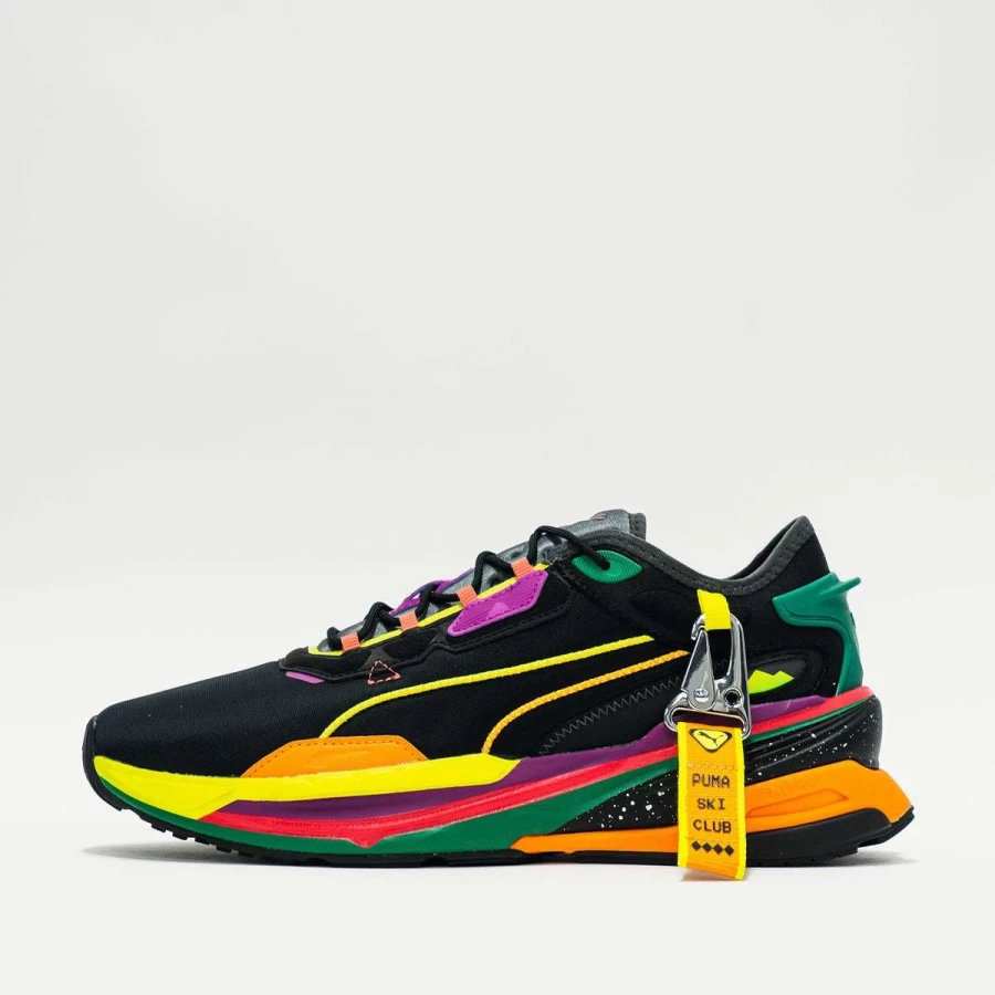 Puma Extent Nitro Ski Club Sneakers in Black/Green/Yellow - Men's Running Shoes