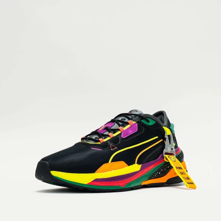 Puma Extent Nitro Ski Club Sneakers in Black/Green/Yellow - Men's Running Shoes
