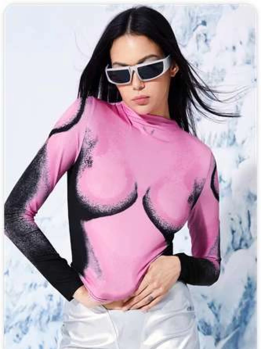 "Kollyy Edgy Deep Pink Top T-Shirt for Women - Trendy Streetwear Style"