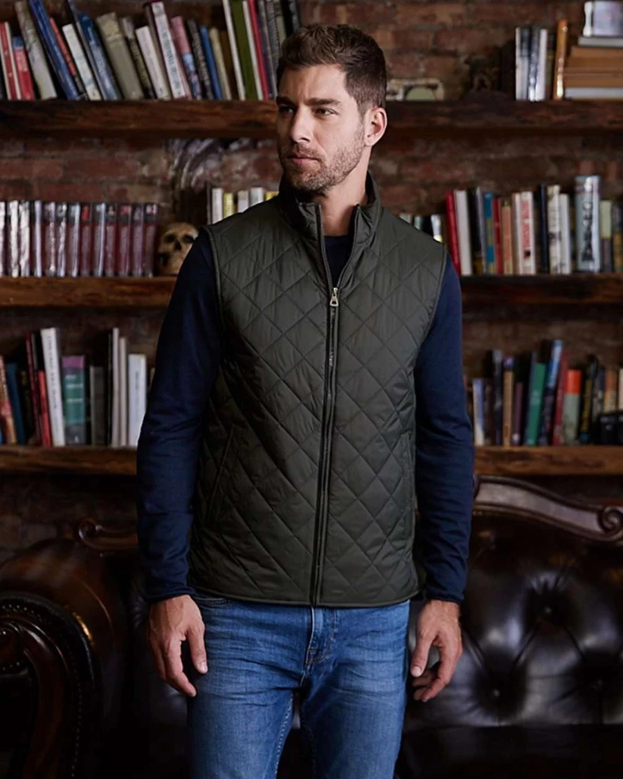 Vintage Diamond Quilted Vest for Men – Weatherproof & Durable Outdoor Jacket