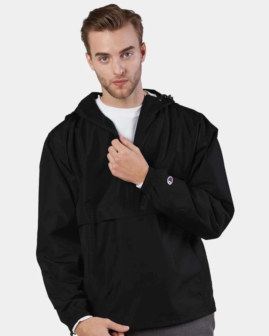 Champion Men's Lightweight Packable Quarter-Zip Hooded Jacket for Outdoor Activities