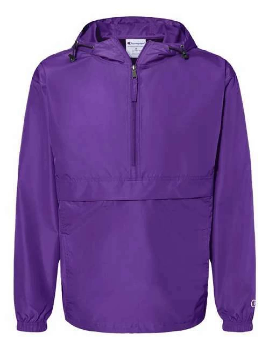 Champion Men's Lightweight Packable Quarter-Zip Hooded Jacket for Outdoor Activities