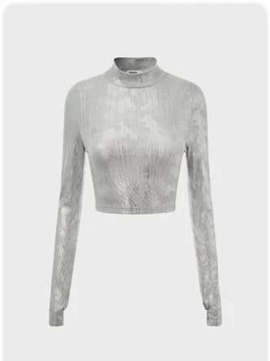 Kollyy Silver Casual Top T-Shirt for Women - Stylish Comfort Fit Tee