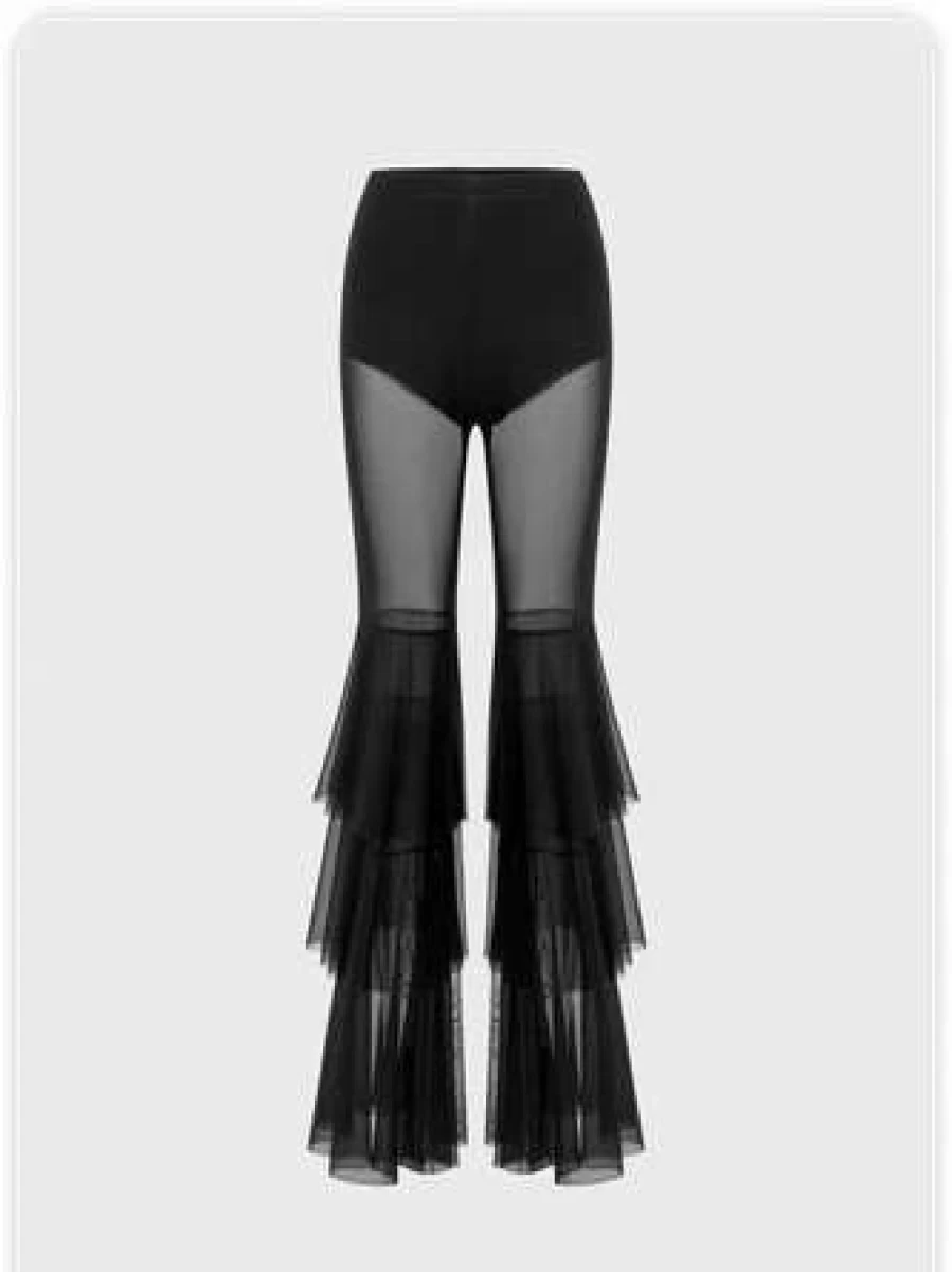 Y2K Patchwork Black Seated Bottom Pants