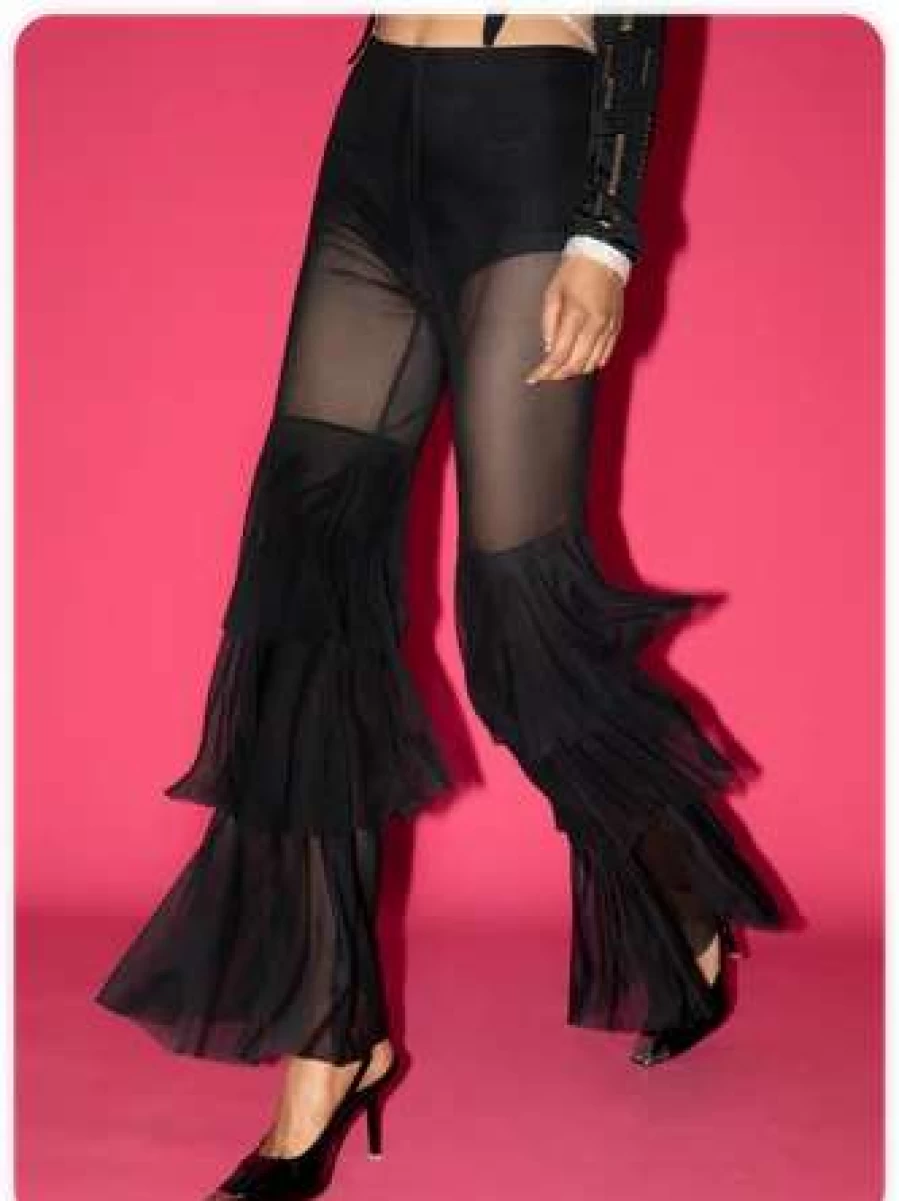 Y2K Patchwork Black Seated Bottom Pants
