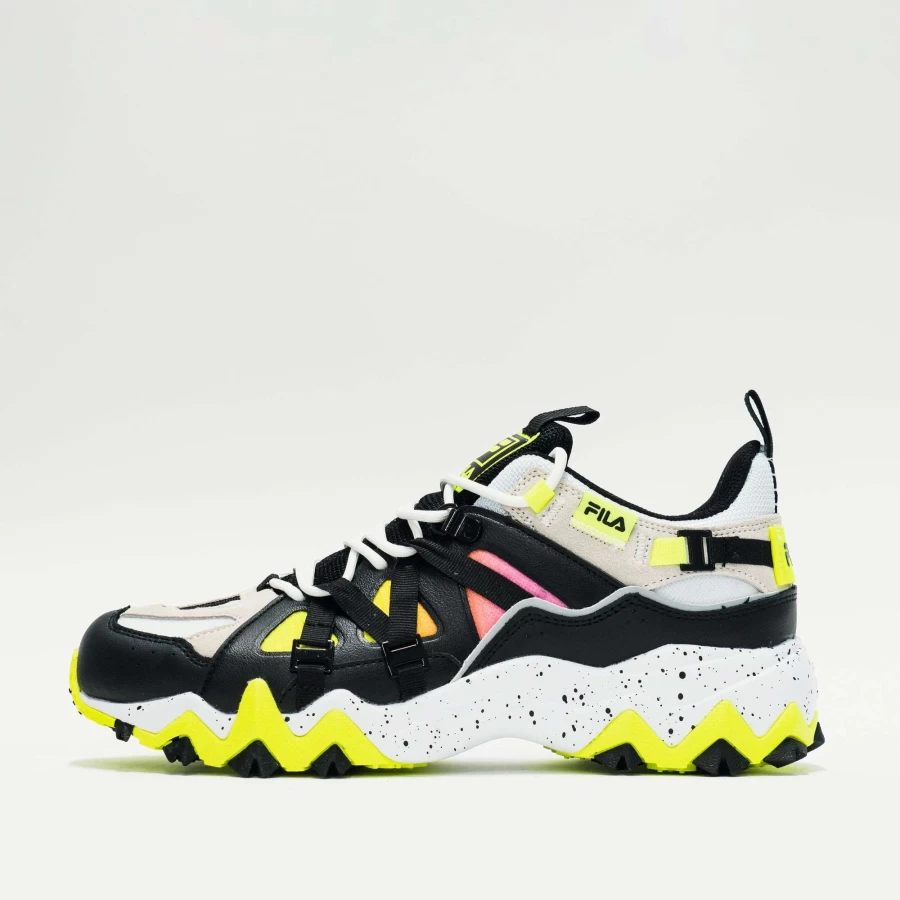 Fila Excursion Hiking Shoes Black White Safety Yellow Trail Running Sneakers