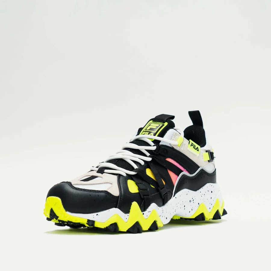 Fila Excursion Hiking Shoes Black White Safety Yellow Trail Running Sneakers