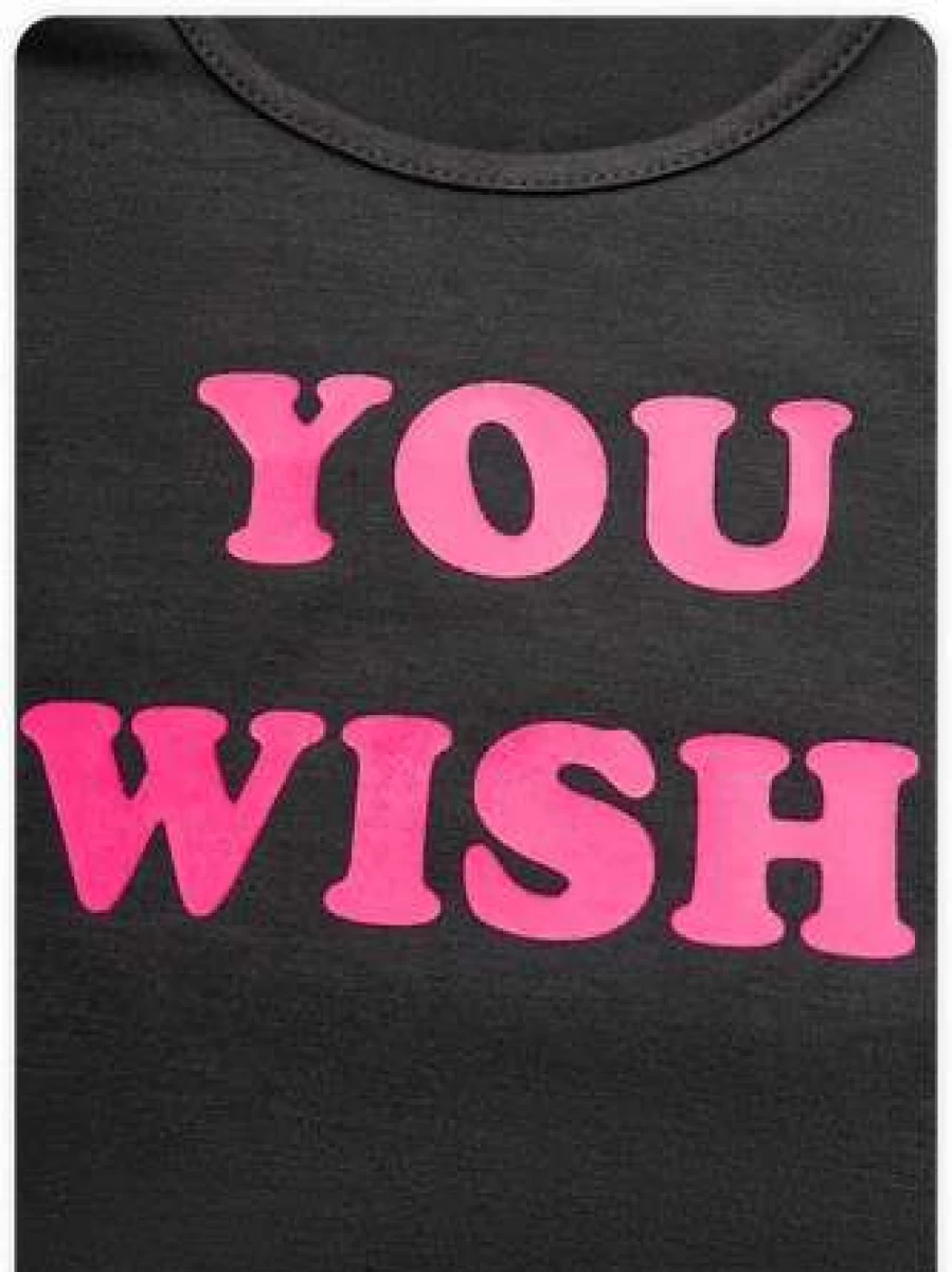Y2K Color Block Letter Graphic T-Shirt in Black
