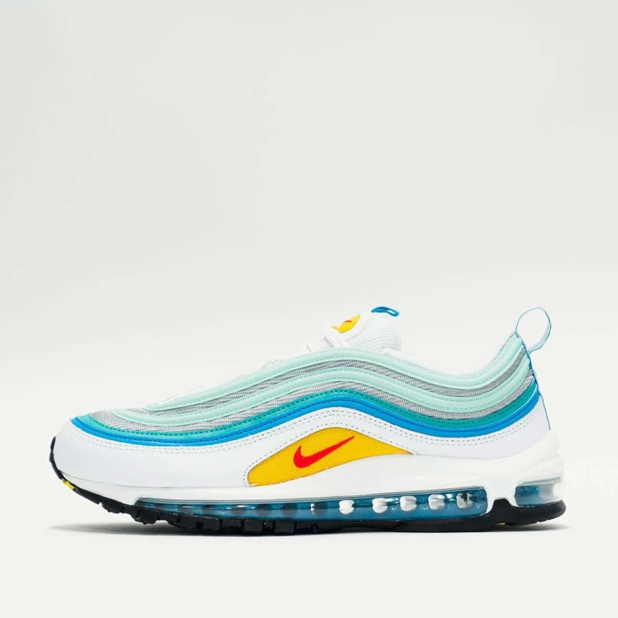 Nike Air Max 97 Men's Running Shoes - White/Laser Blue, Lightweight Cushioned Sneakers for Comfort & Style