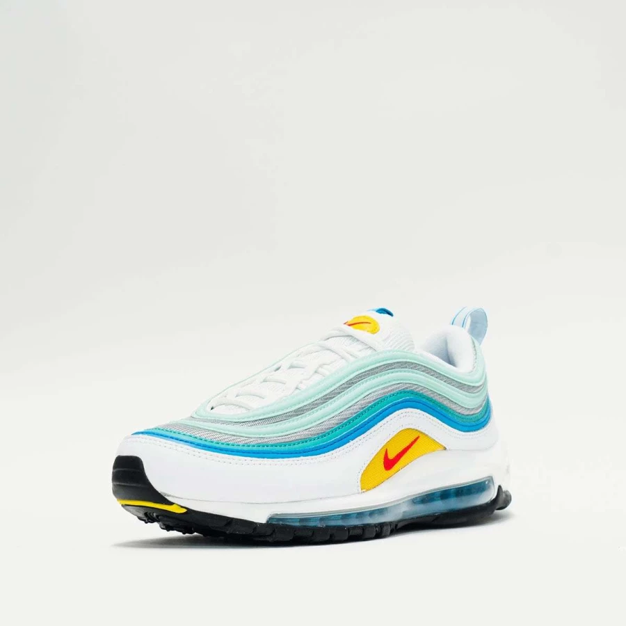 Nike Air Max 97 Men's Running Shoes - White/Laser Blue, Lightweight Cushioned Sneakers for Comfort & Style