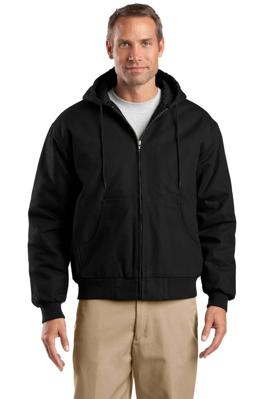 Men's Tall Duck Cloth Hooded Work Jacket – Durable Outdoor Jacket for Heavy Duty Use