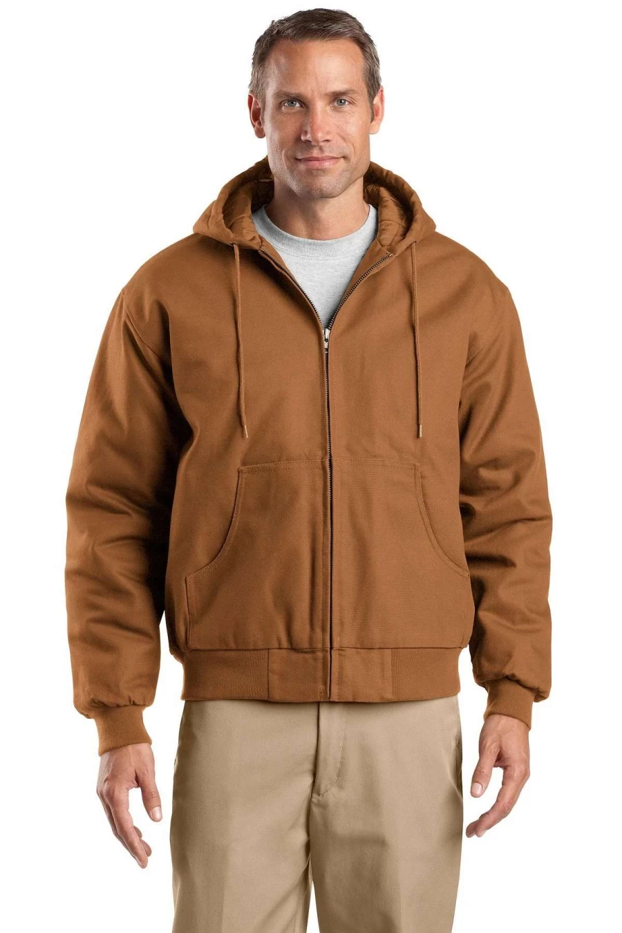 Men's Tall Duck Cloth Hooded Work Jacket – Durable Outdoor Jacket for Heavy Duty Use