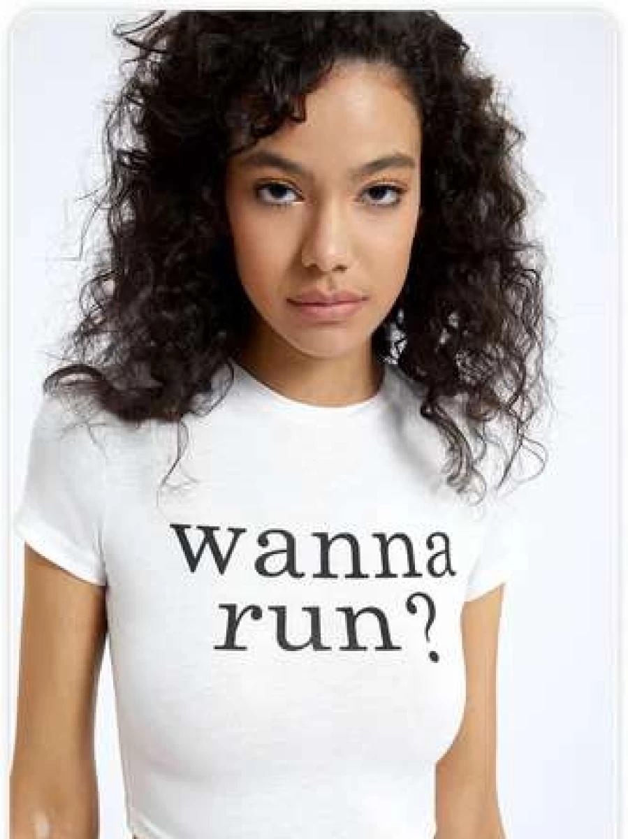 Y2K Vintage White Graphic Letter Print T-Shirt