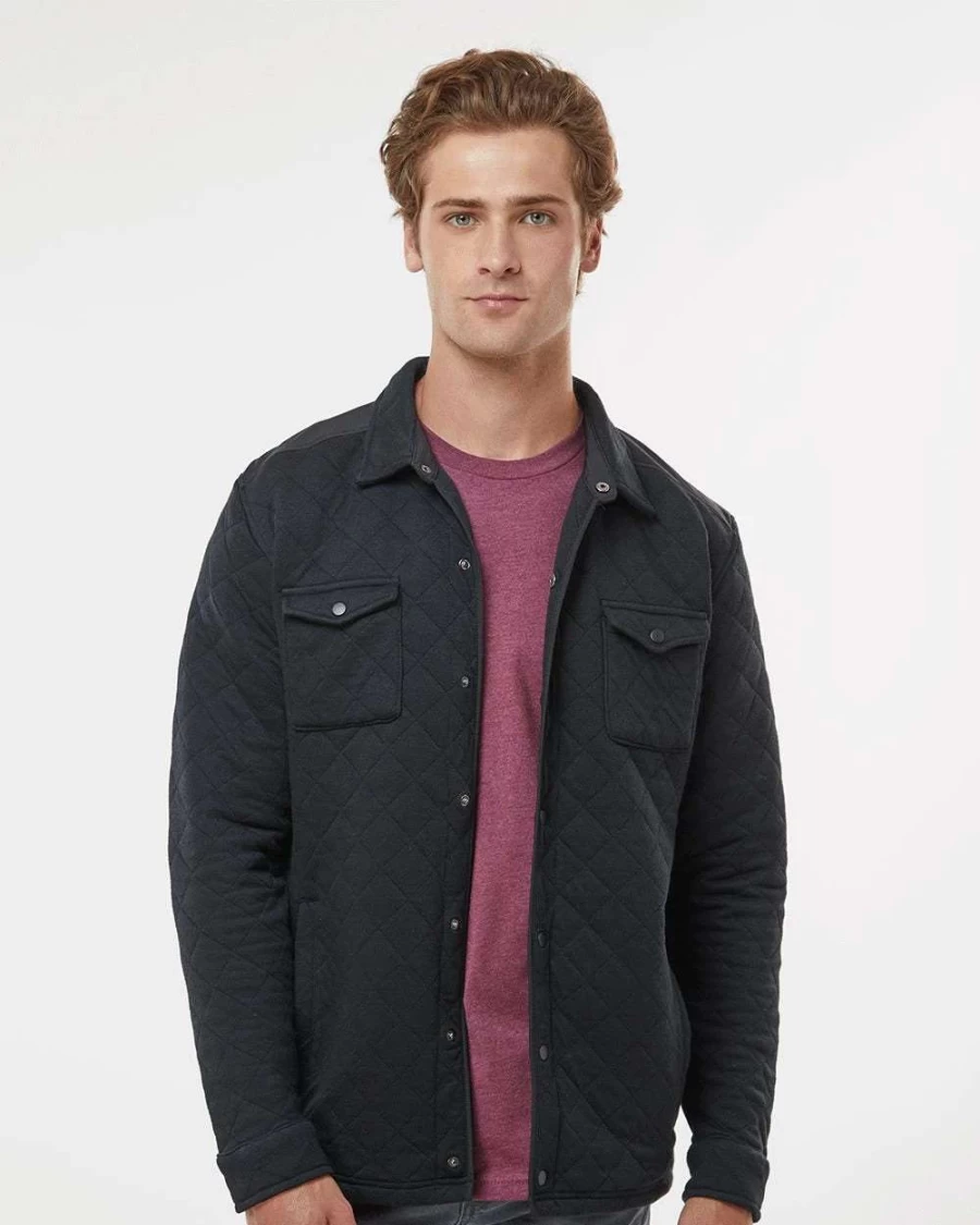 Men's Quilted Jersey Shirt Jacket by J. America – Lightweight Comfortable Layering Piece