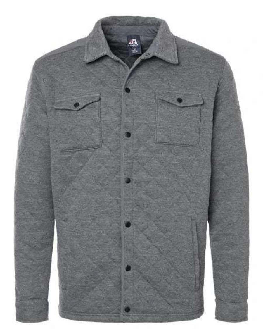 Men's Quilted Jersey Shirt Jacket by J. America – Lightweight Comfortable Layering Piece