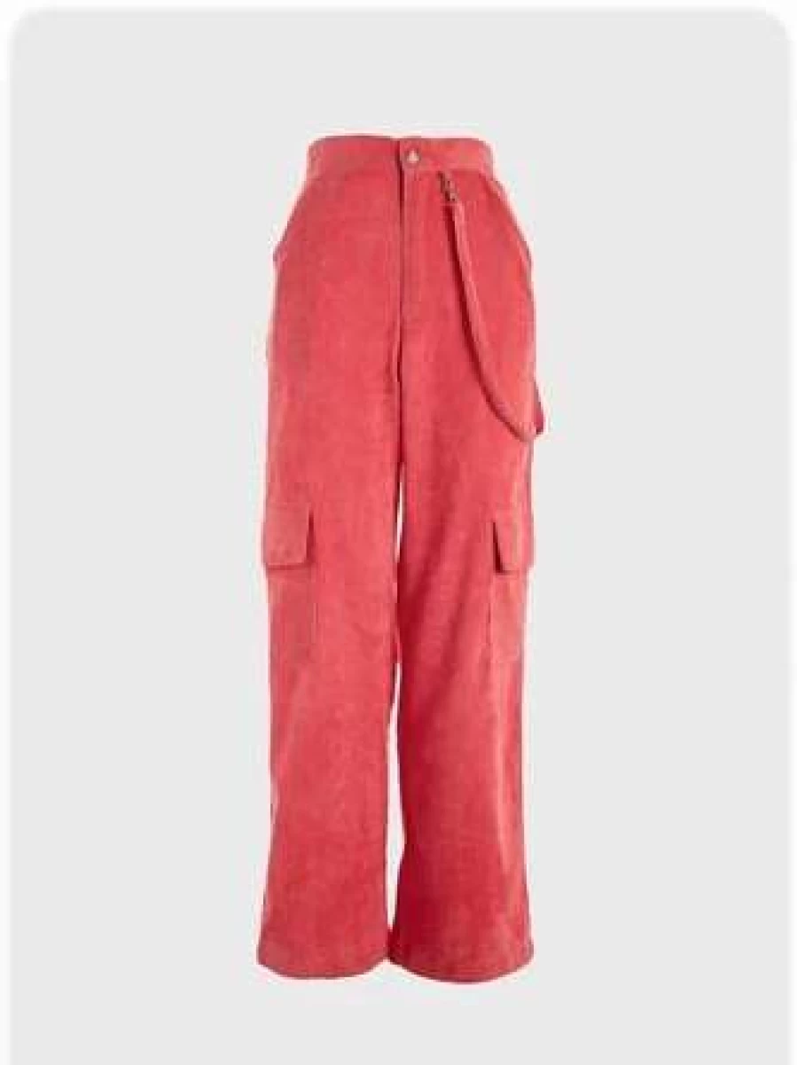 Kollyy Pink Street Cargo Pants with Pockets for Women